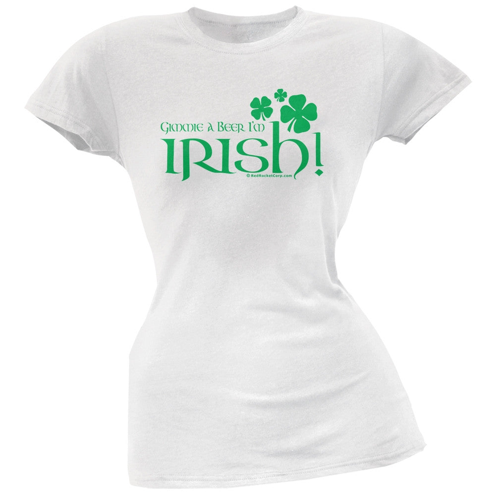 St. Patricks Day - Gimmie A Beer I'm Irish White Juniors Soft T-Shirt Juniors T-Shirts Old Glory 2XL White 
