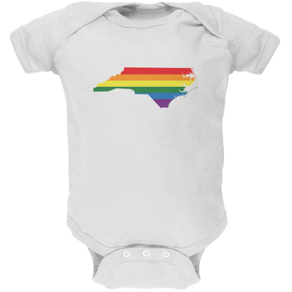 North Carolina LGBT Gay Pride Rainbow White Soft Baby One Piece Baby One Piece LGBT 0-3M White 