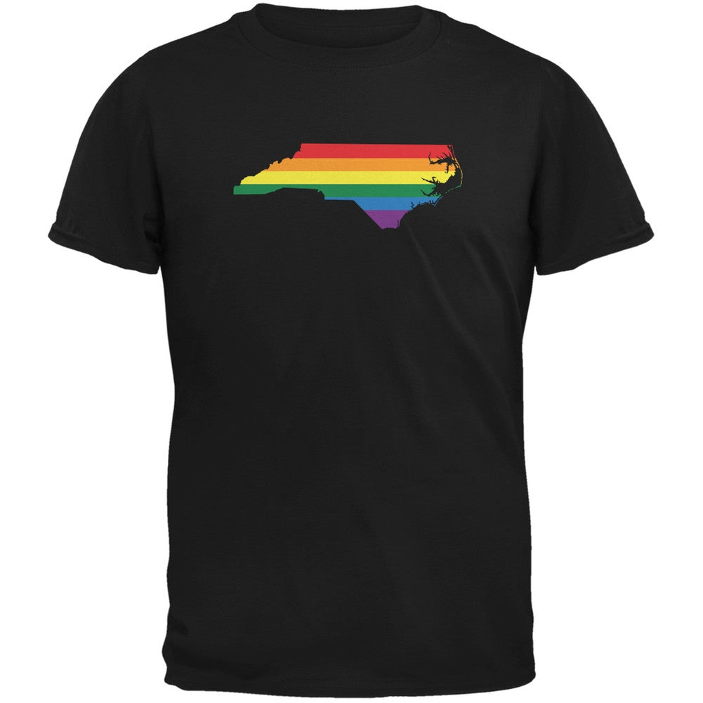 North Carolina LGBT Gay Pride Rainbow Black Adult T-Shirt Men's T-Shirts Old Glory 2XL Black 