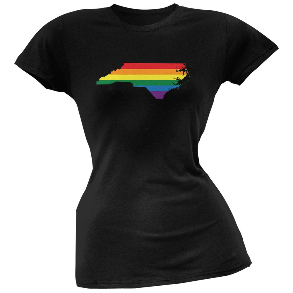 North Carolina LGBT Lesbian Pride Rainbow Black Juniors Soft T-Shirt Juniors T-Shirts Old Glory 2XL Black 