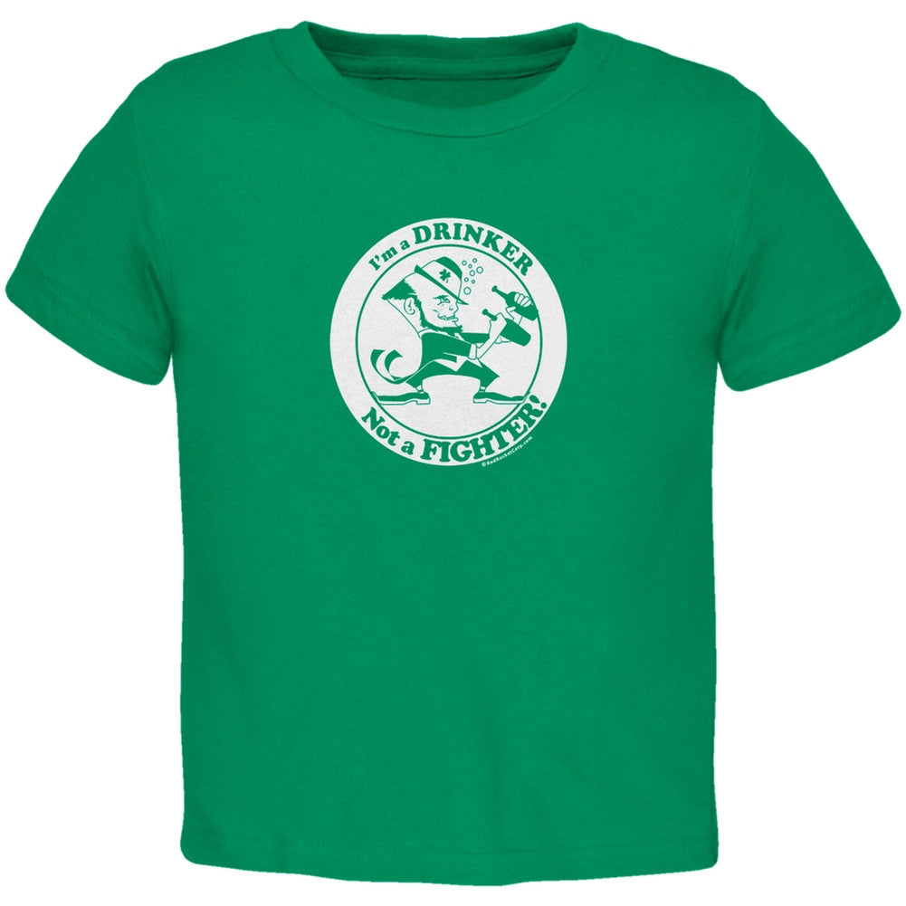 St. Patricks Day - Drinker Not A Fighter Kelly Green Toddler T-Shirt Toddler T-Shirts Old Glory   