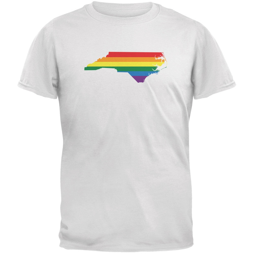 North Carolina LGBT Gay Pride Rainbow White Adult T-Shirt Men's T-Shirts Old Glory 2XL White 