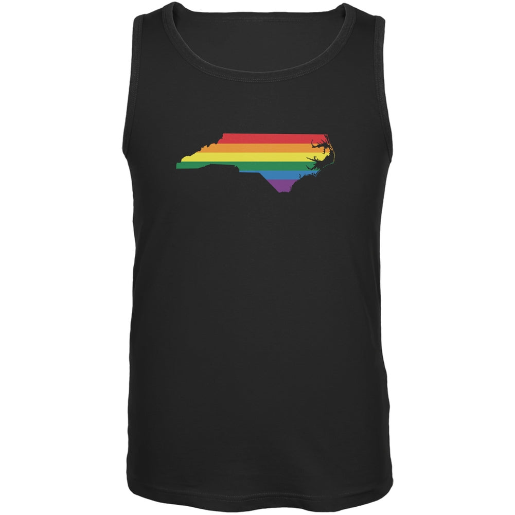 North Carolina LGBT Gay Pride Rainbow Black Adult Tank Top Men's Tank Tops Old Glory 2XL Black 