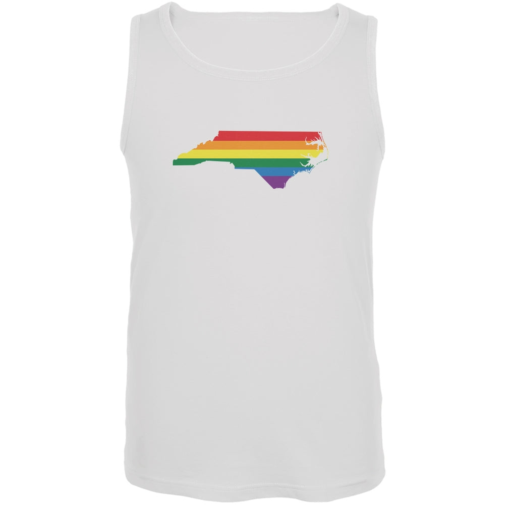 North Carolina LGBT Gay Pride Rainbow White Adult Tank Top Men's Tank Tops Old Glory 2XL White 