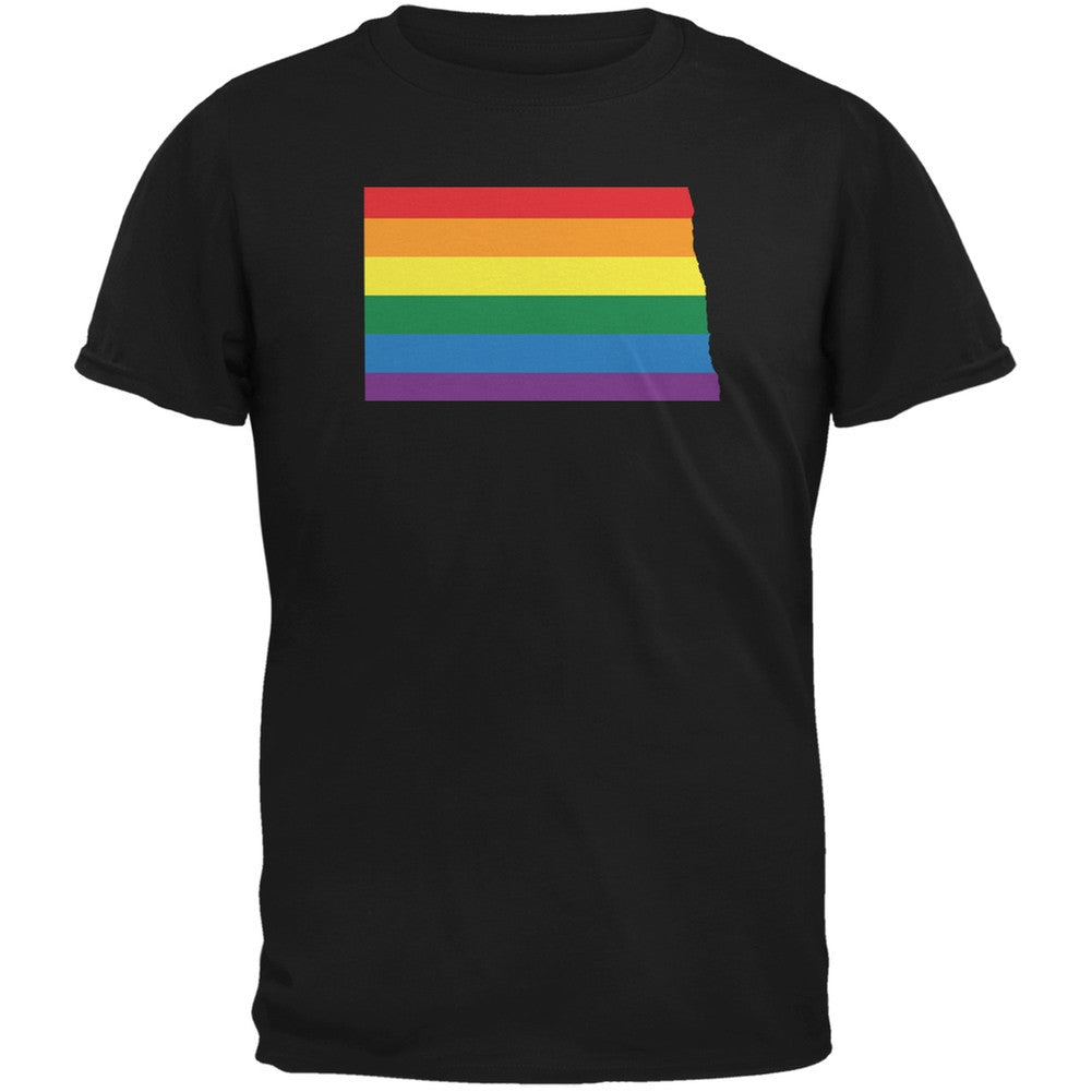 North Dakota LGBT Gay Pride Rainbow Black Adult T-Shirt Men's T-Shirts Old Glory 2XL Black 