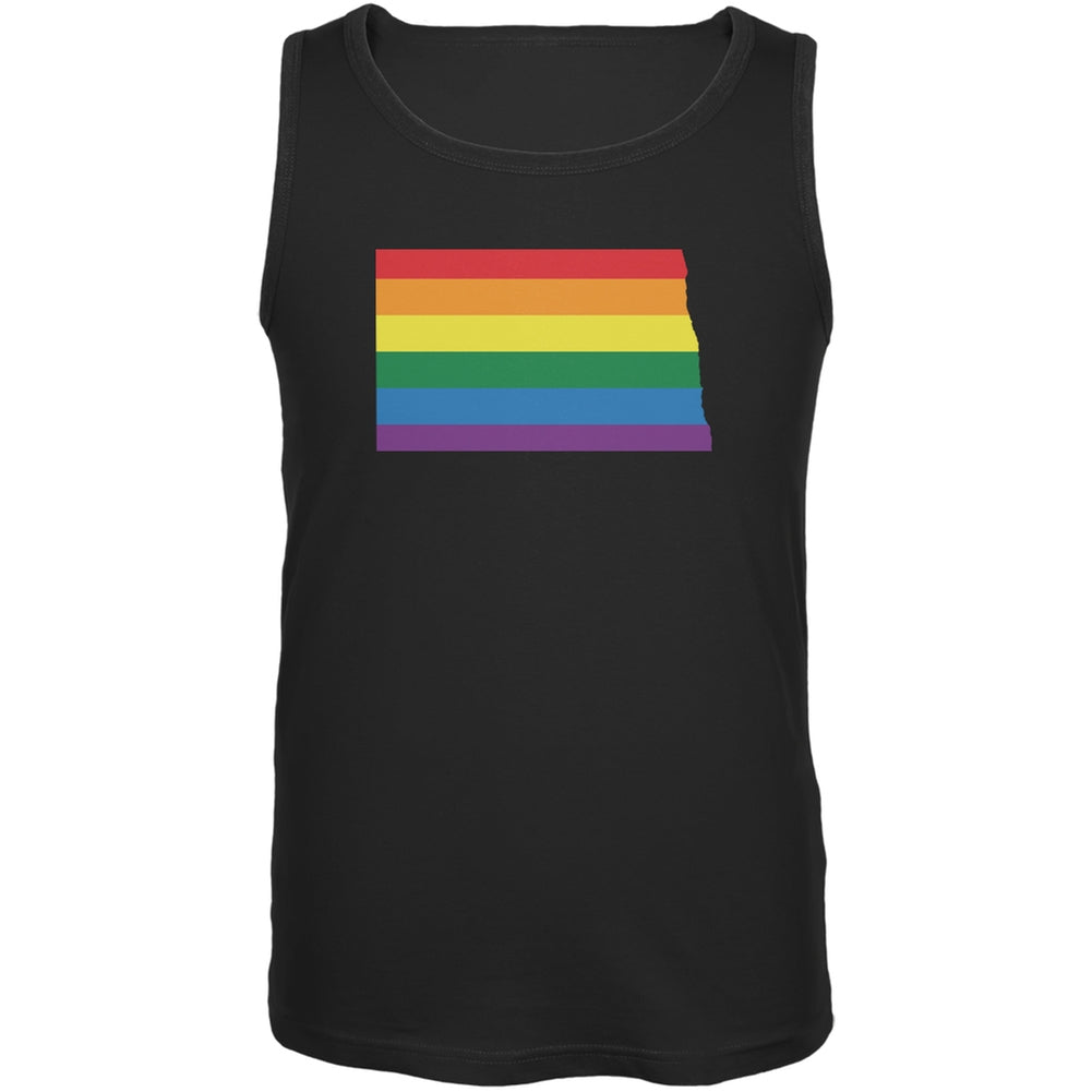 North Dakota LGBT Gay Pride Rainbow Black Adult Tank Top Men's Tank Tops Old Glory 2XL Black 