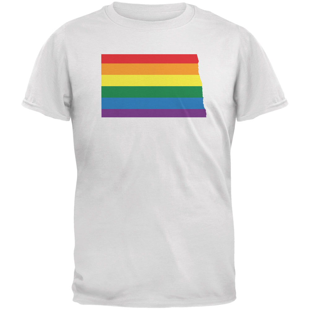 North Dakota LGBT Gay Pride Rainbow White Youth T-Shirt Youth T-Shirts LGBT YLG White 