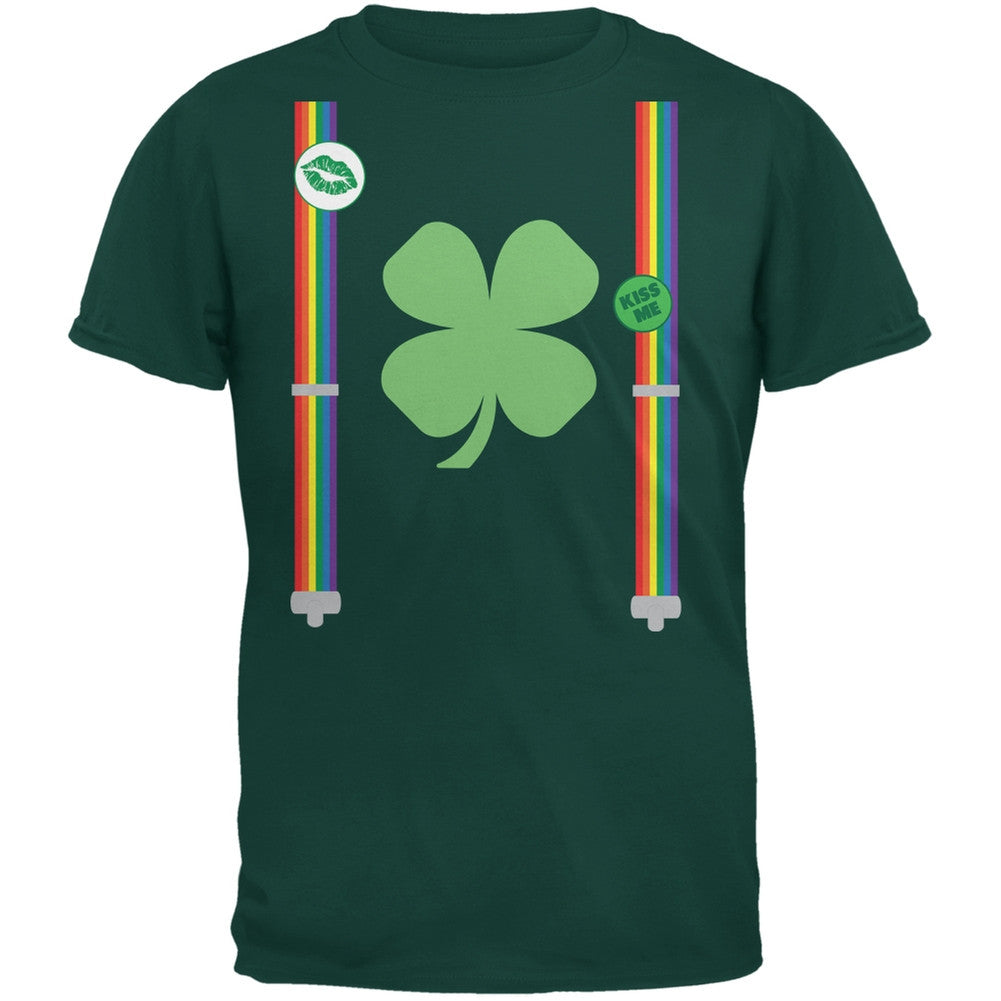 St. Patricks Day - Rainbow Suspenders Forest Green Youth T-Shirt Youth T-Shirts Old Glory   