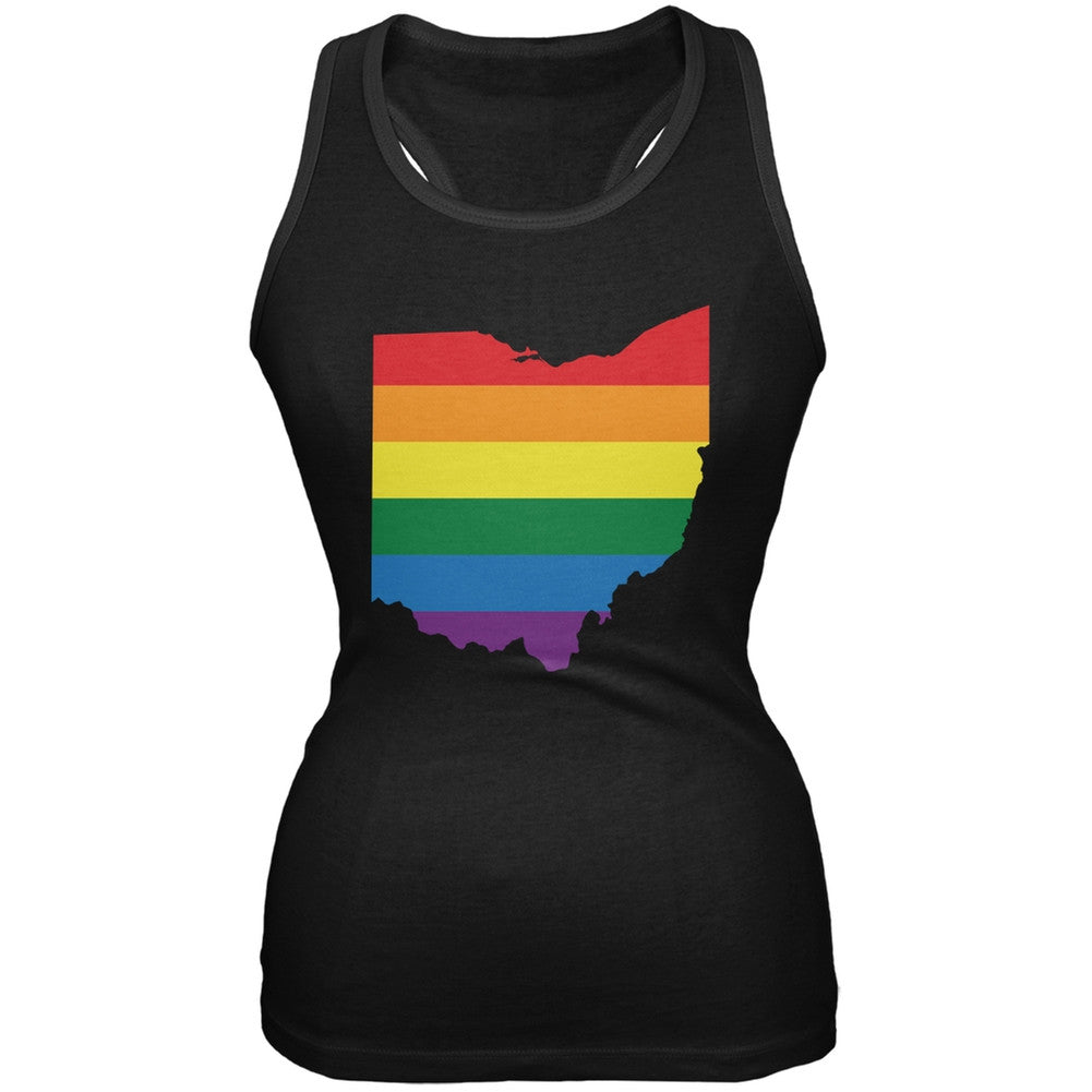 Ohio LGBT Lesbian Pride Rainbow Black Juniors Soft Tank Top Juniors Tank Tops Old Glory 2XL Black 