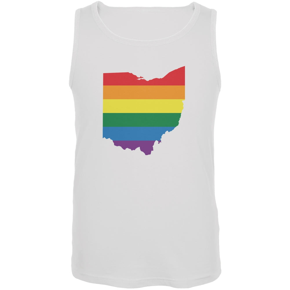 Ohio LGBT Gay Pride Rainbow White Adult Tank Top Men's Tank Tops Old Glory 2XL White 