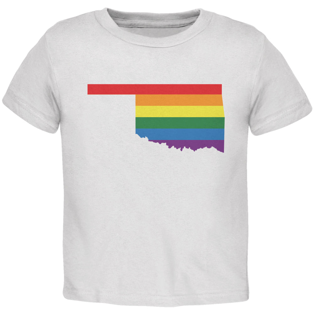 Oklahoma LGBT Gay Pride Rainbow White Toddler T-Shirt Toddler T-Shirts LGBT 2T White 