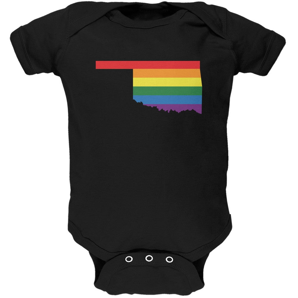 Oklahoma LGBT Gay Pride Rainbow Black Soft Baby One Piece Baby One Piece Old Glory 0-3M Black 