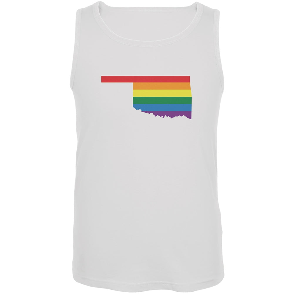 Oklahoma LGBT Gay Pride Rainbow White Adult Tank Top Men's Tank Tops Old Glory 2XL White 