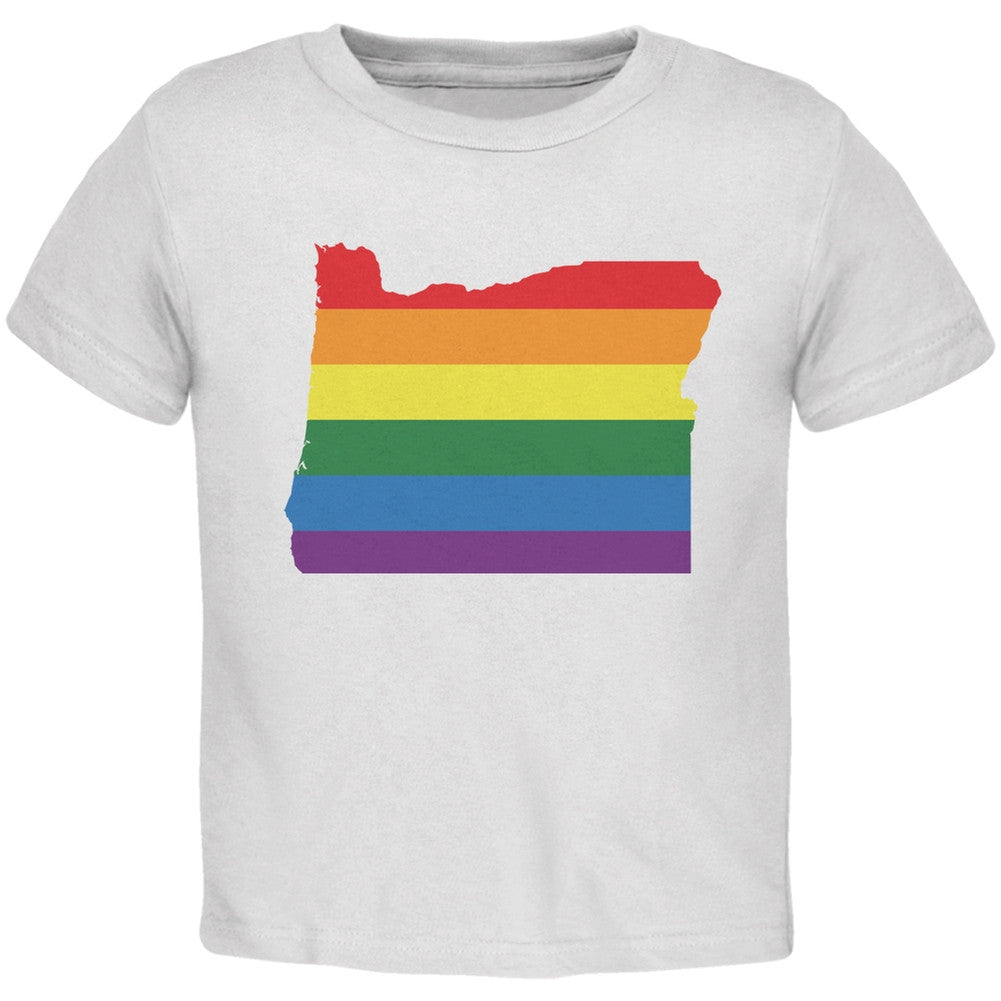 Oregon LGBT Gay Pride Rainbow White Toddler T-Shirt Toddler T-Shirts Old Glory 2T White 