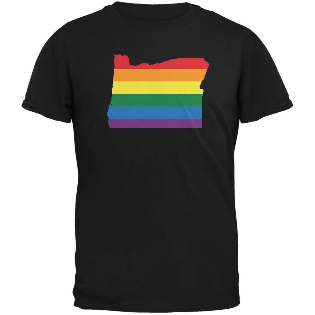 Oregon LGBT Gay Pride Rainbow Black Adult T-Shirt Men's T-Shirts Old Glory 2XL Black 