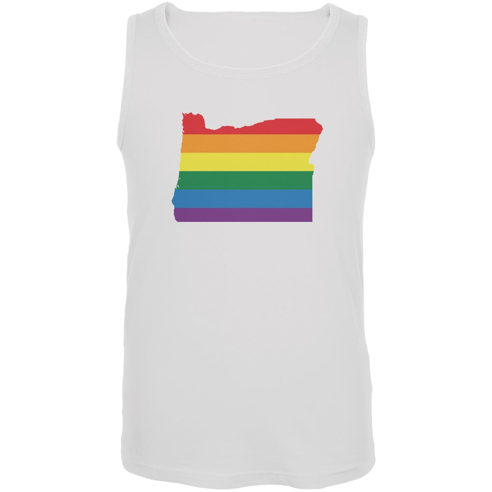 Oregon LGBT Gay Pride Rainbow White Adult Tank Top Men's Tank Tops Old Glory 2XL White 