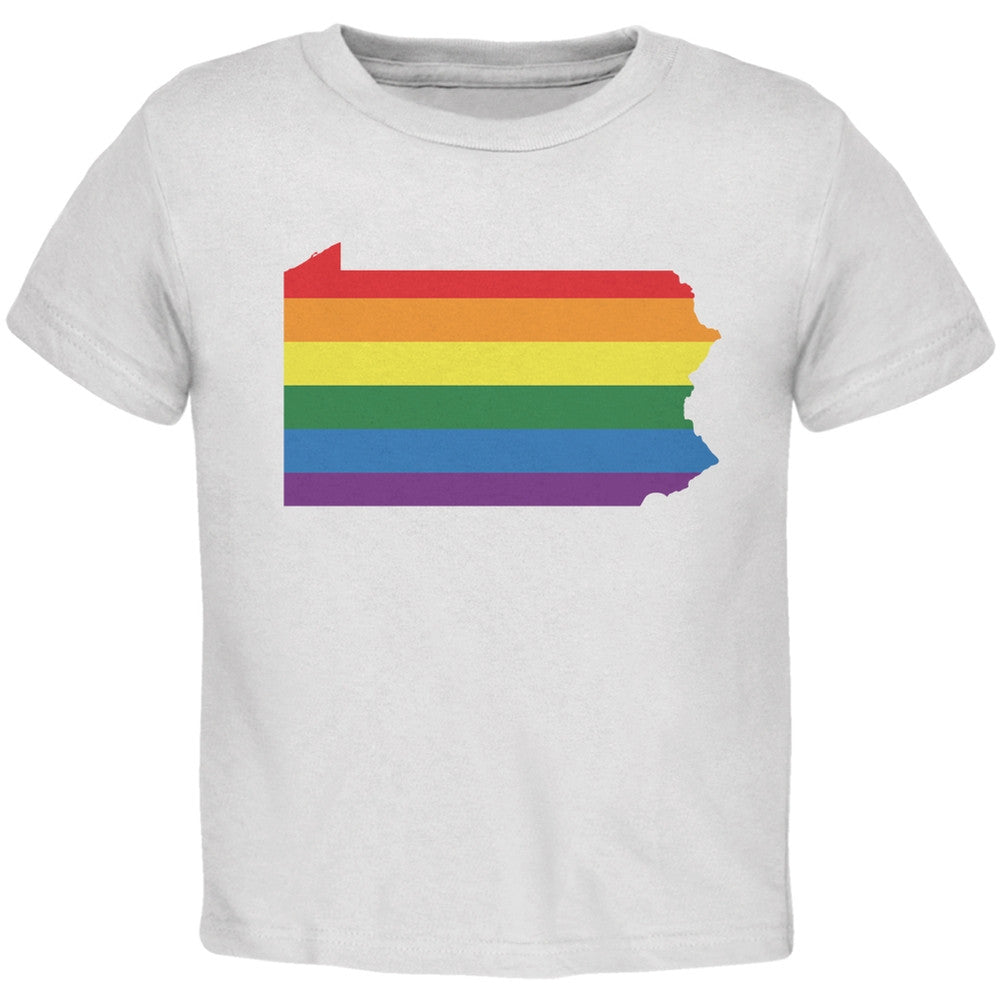 Pennsylvania LGBT Gay Pride Rainbow White Toddler T-Shirt Toddler T-Shirts Old Glory 2T White 