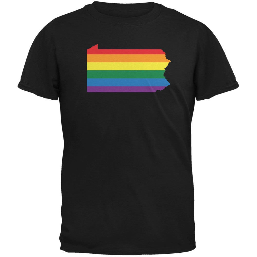 Pennsylvania LGBT Gay Pride Rainbow Black Adult T-Shirt Men's T-Shirts Old Glory 2XL Black 