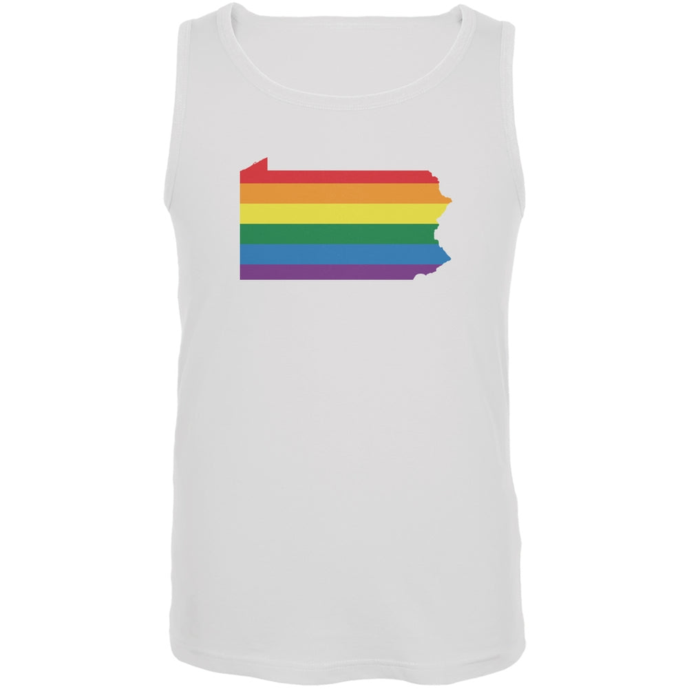 Pennsylvania LGBT Gay Pride Rainbow White Adult Tank Top Men's Tank Tops Old Glory 2XL White 