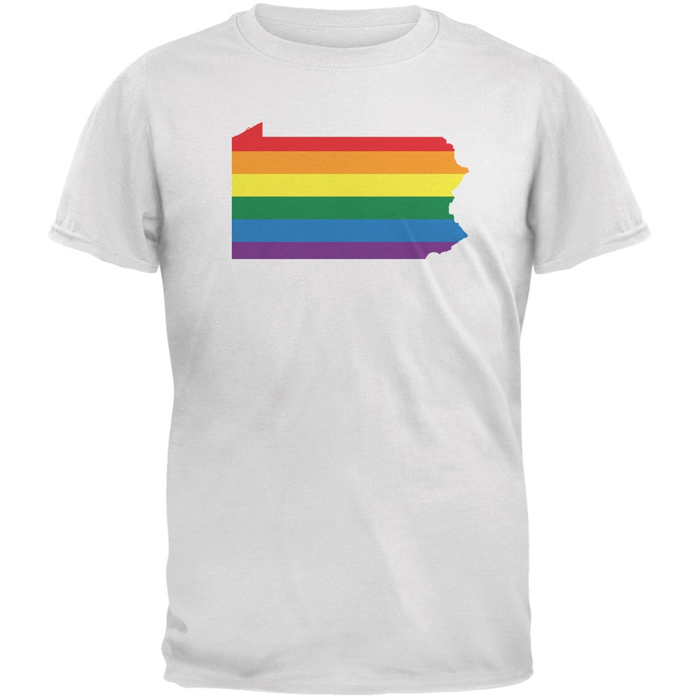 Pennsylvania LGBT Gay Pride Rainbow White Youth T-Shirt Youth T-Shirts Old Glory LG White 