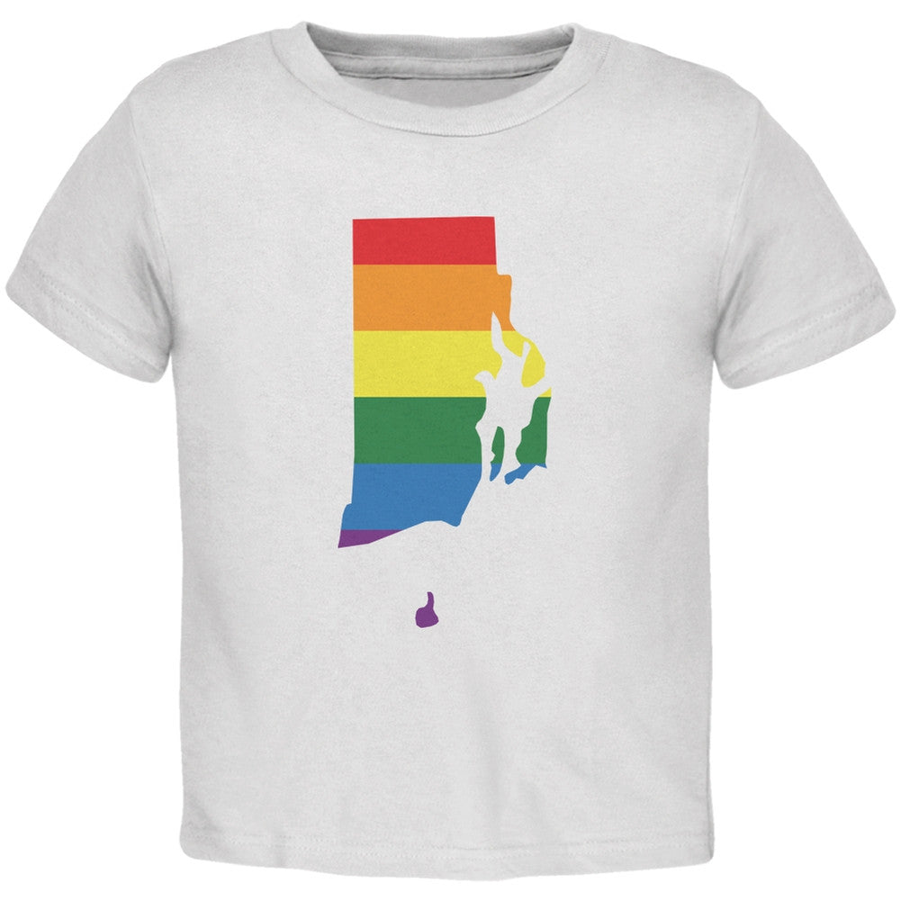 Rhode Island LGBT Gay Pride Rainbow White Toddler T-Shirt Toddler T-Shirts Old Glory 2T White 