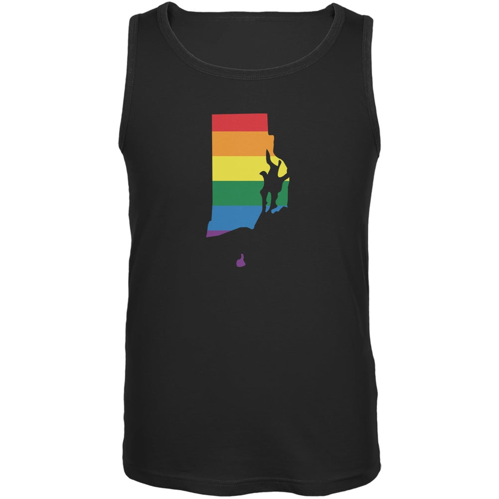 Rhode Island LGBT Gay Pride Rainbow Black Adult Tank Top Men's Tank Tops Old Glory 2XL Black 