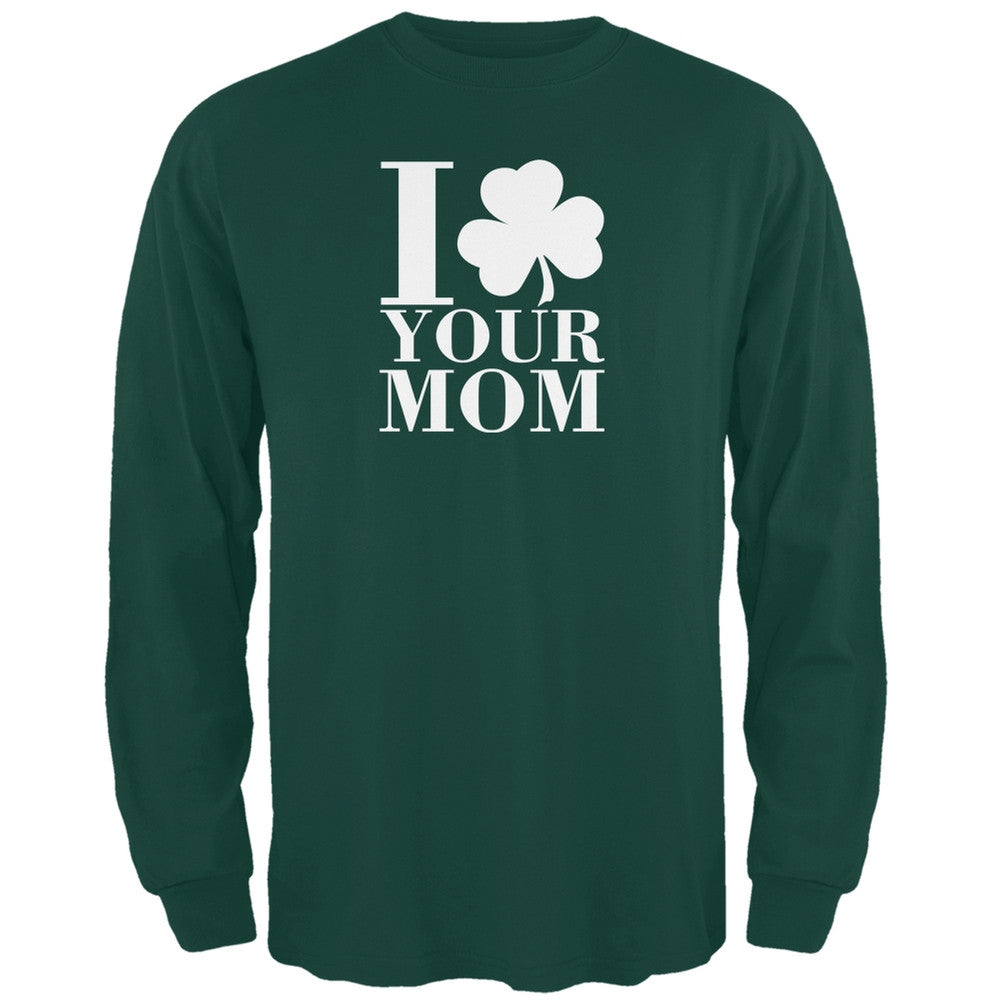 St Patricks Day - Shamrock Love Your Mom Dk Green Adult Long Sleeve TShirt Men's Long Sleeves Old Glory 2XL Green 