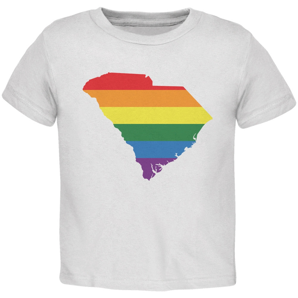 South Carolina LGBT Gay Pride Rainbow White Toddler T-Shirt Toddler T-Shirts Old Glory 2T White 