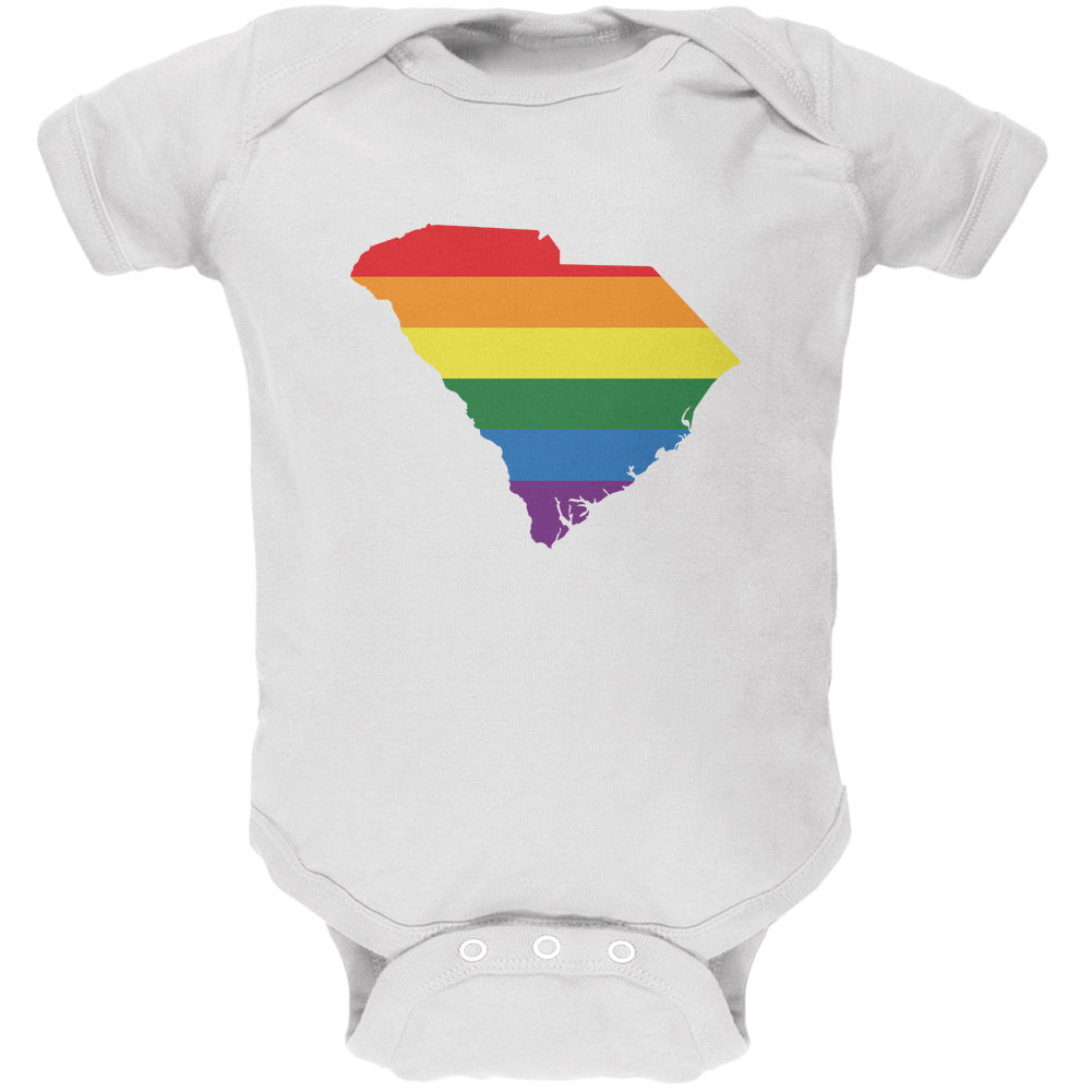 South Carolina LGBT Gay Pride Rainbow White Soft Baby One Piece Baby One Piece LGBT 0-3M White 