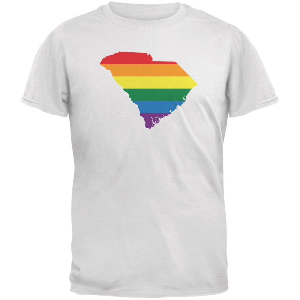 South Carolina LGBT Gay Pride Rainbow White Adult T-Shirt Men's T-Shirts Old Glory 2XL White 