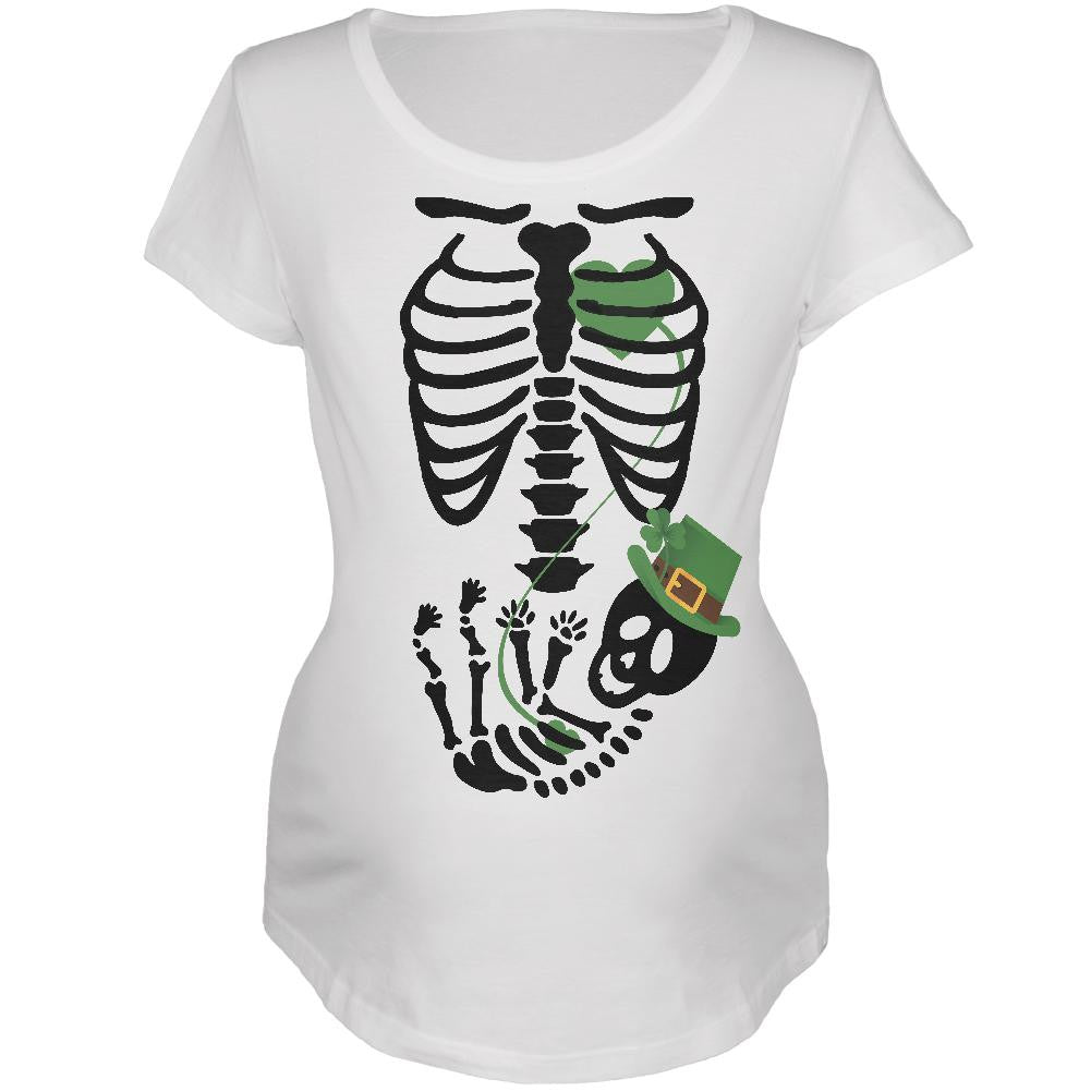 Halloween Irish Baby Skeleton White Maternity Soft T-Shirt Maternity T-Shirts Old Glory 2XL White 