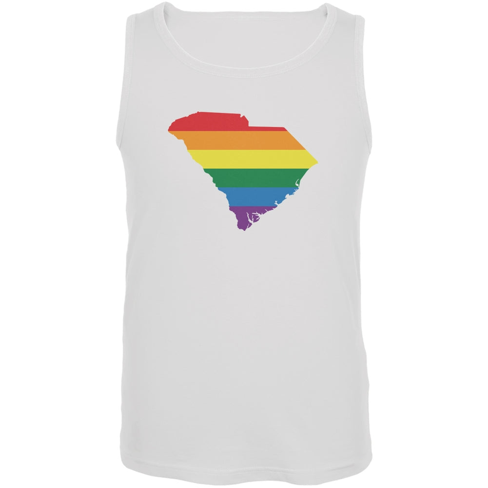 South Carolina LGBT Gay Pride Rainbow White Adult Tank Top Men's Tank Tops Old Glory 2XL White 