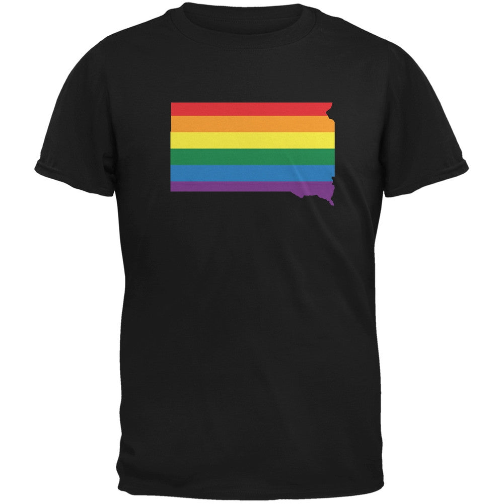 South Dakota LGBT Gay Pride Rainbow Black Adult T-Shirt Men's T-Shirts Old Glory 2XL Black 