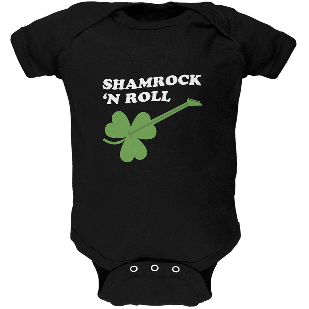 St. Patrick's Day - Shamrock 'N Roll Black Soft Baby One Piece Baby One Piece Old Glory 0-3M Black 