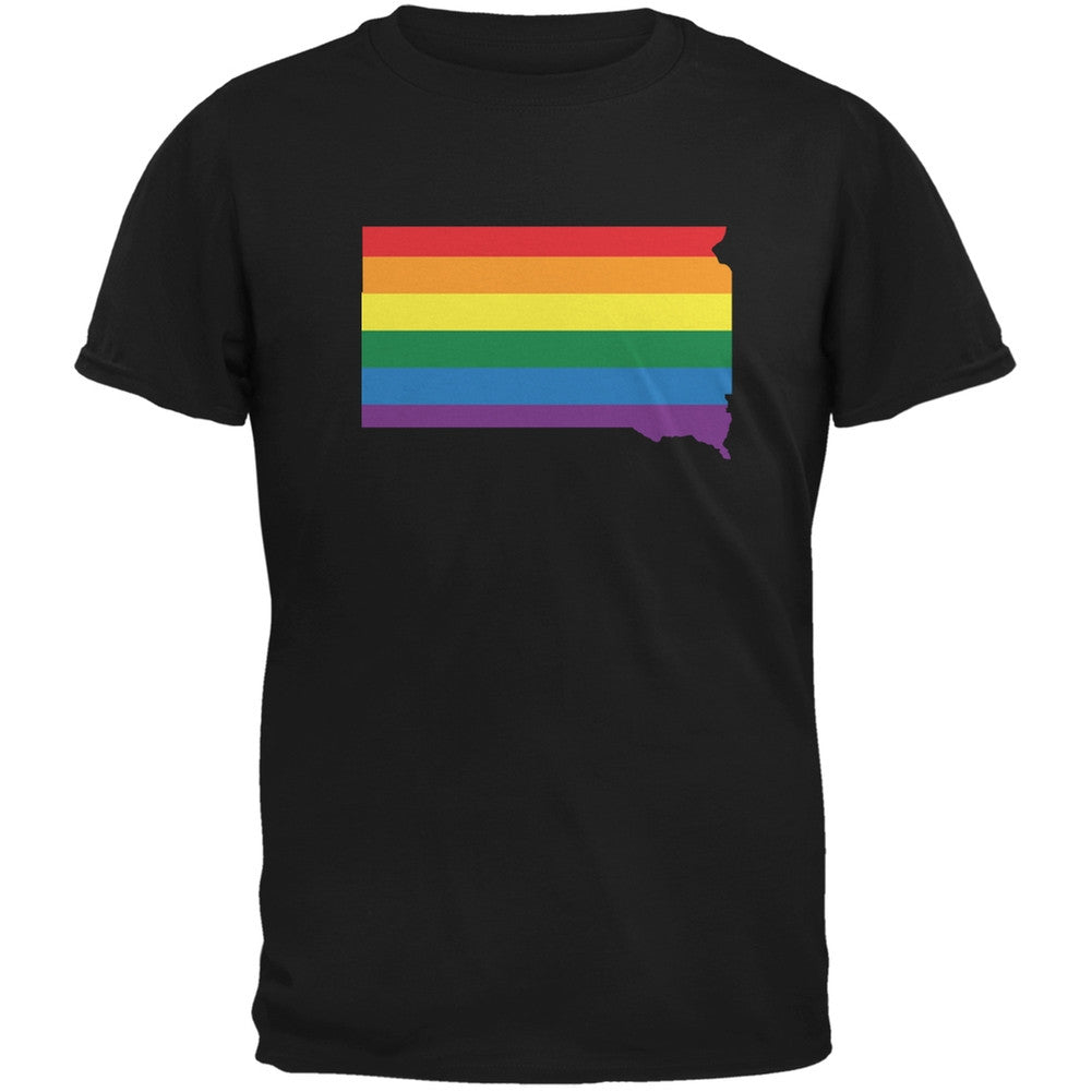 South Dakota LGBT Gay Pride Rainbow Black Youth T-Shirt Youth T-Shirts Old Glory LG Black 