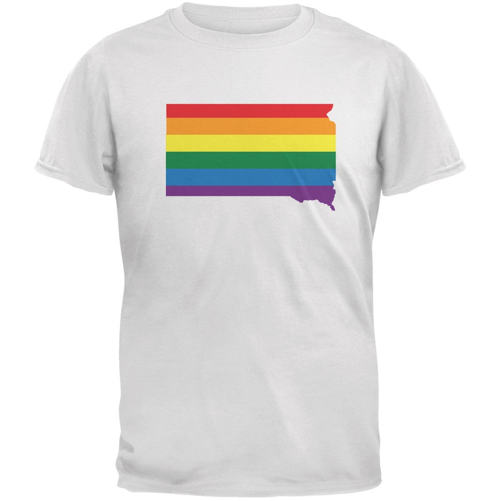 South Dakota LGBT Gay Pride Rainbow White Youth T-Shirt Youth T-Shirts Old Glory LG White 