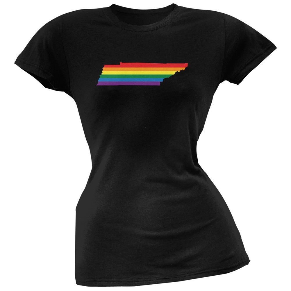 Tennessee LGBT Lesbian Pride Rainbow Black Juniors Soft T-Shirt Juniors T-Shirts Old Glory 2XL Black 