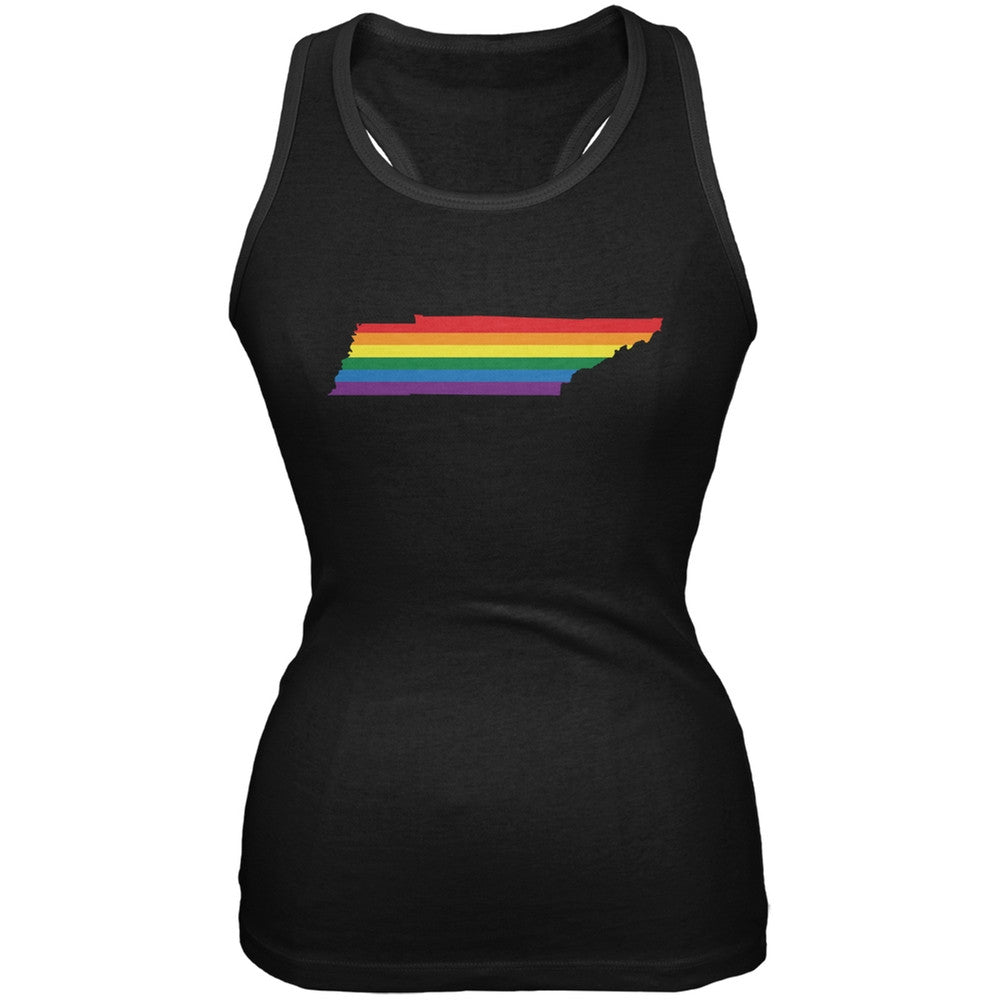 Tennessee LGBT Lesbian Pride Rainbow Black Juniors Soft Tank Top Juniors Tank Tops Old Glory 2XL Black 