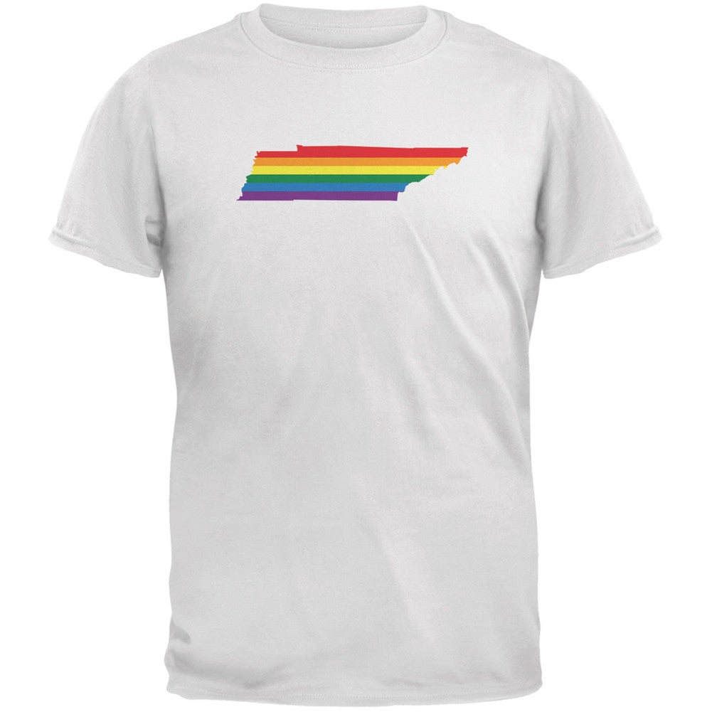 Tennessee LGBT Gay Pride Rainbow White Adult T-Shirt Men's T-Shirts Old Glory 2XL White 