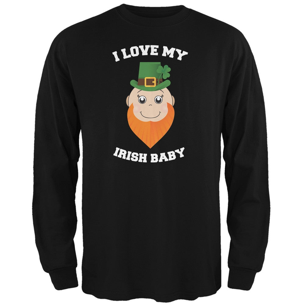 St. Patrick's - I Love My Irish Baby Black Adult Long Sleeve T-Shirt Men's Long Sleeves Old Glory 2XL Black 