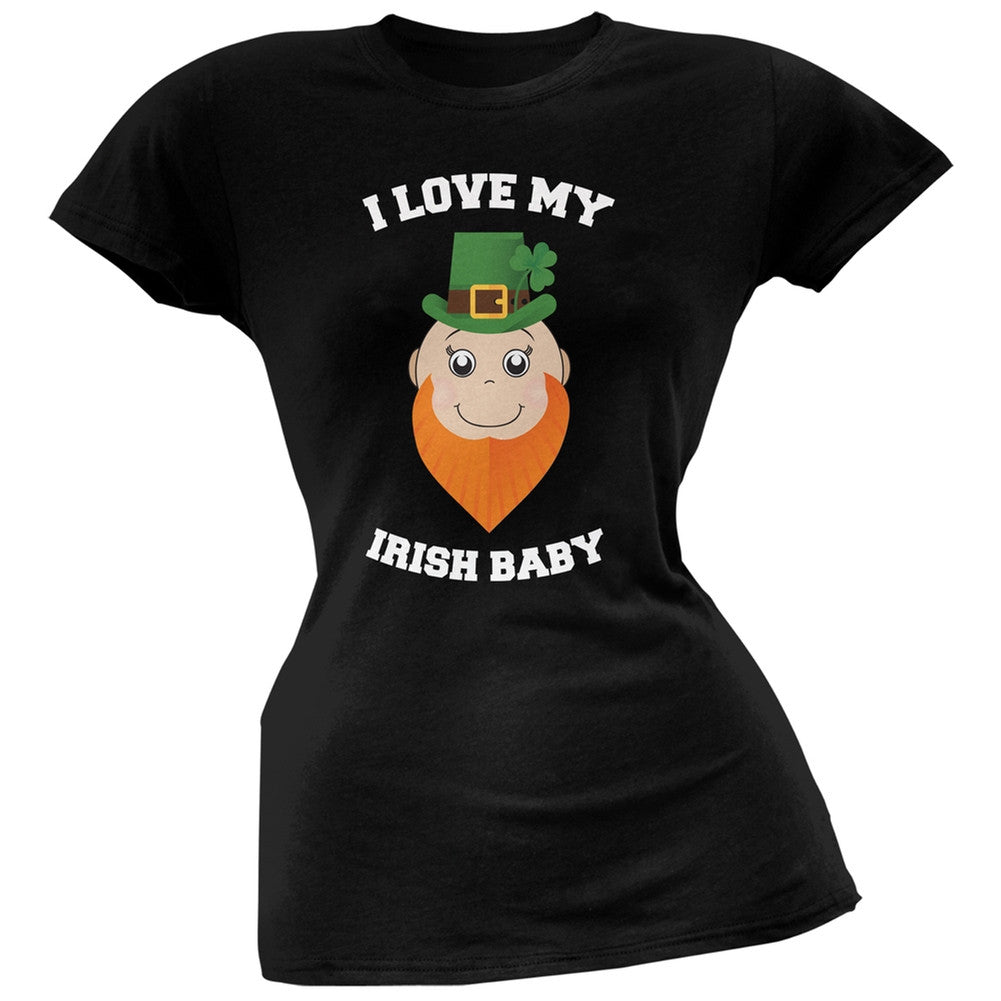 St. Patrick's Day - I Love My Irish Baby Black Juniors Soft T-Shirt Juniors T-Shirts Old Glory 2XL Black 