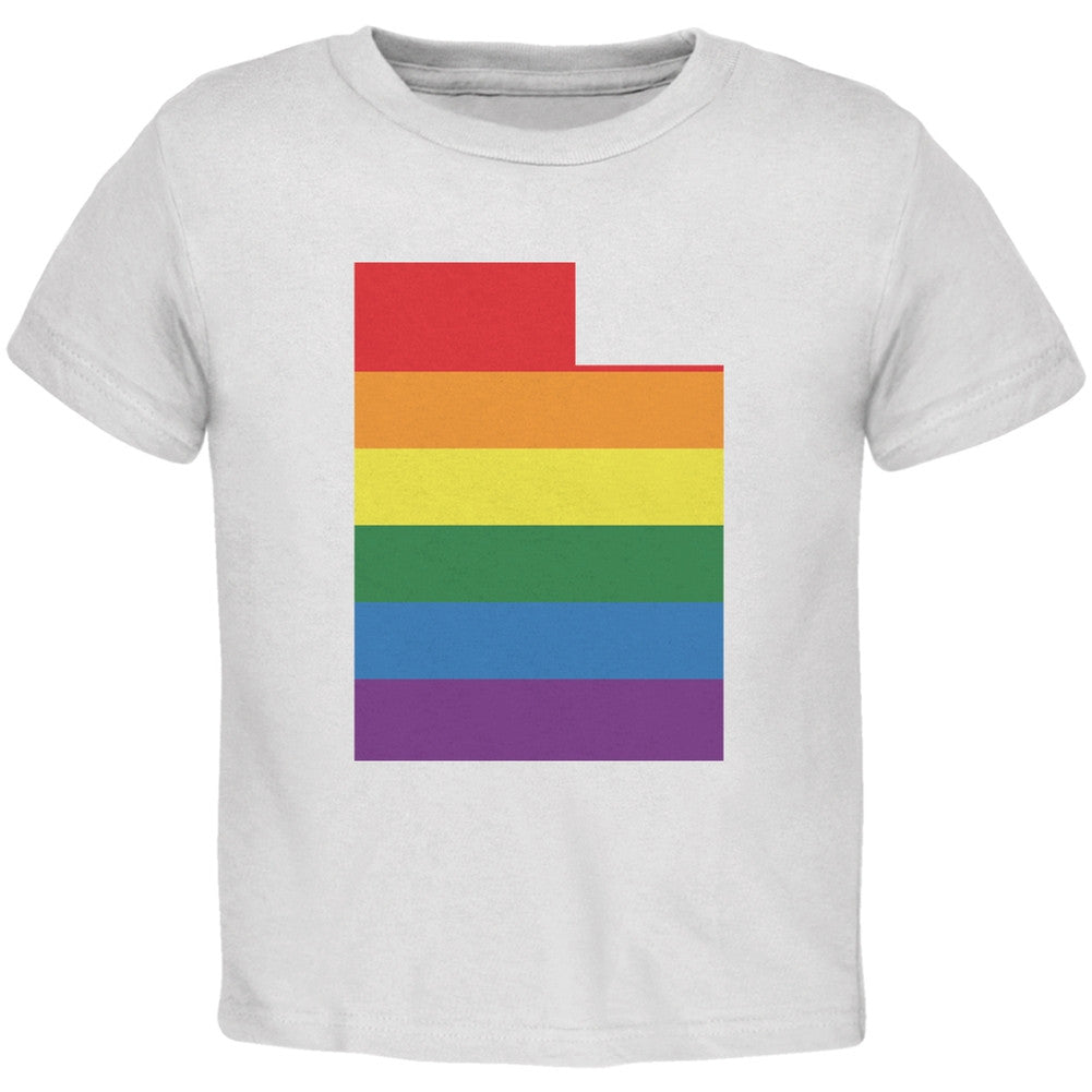 Utah LGBT Gay Pride Rainbow White Toddler T-Shirt Toddler T-Shirts Old Glory 2T White 