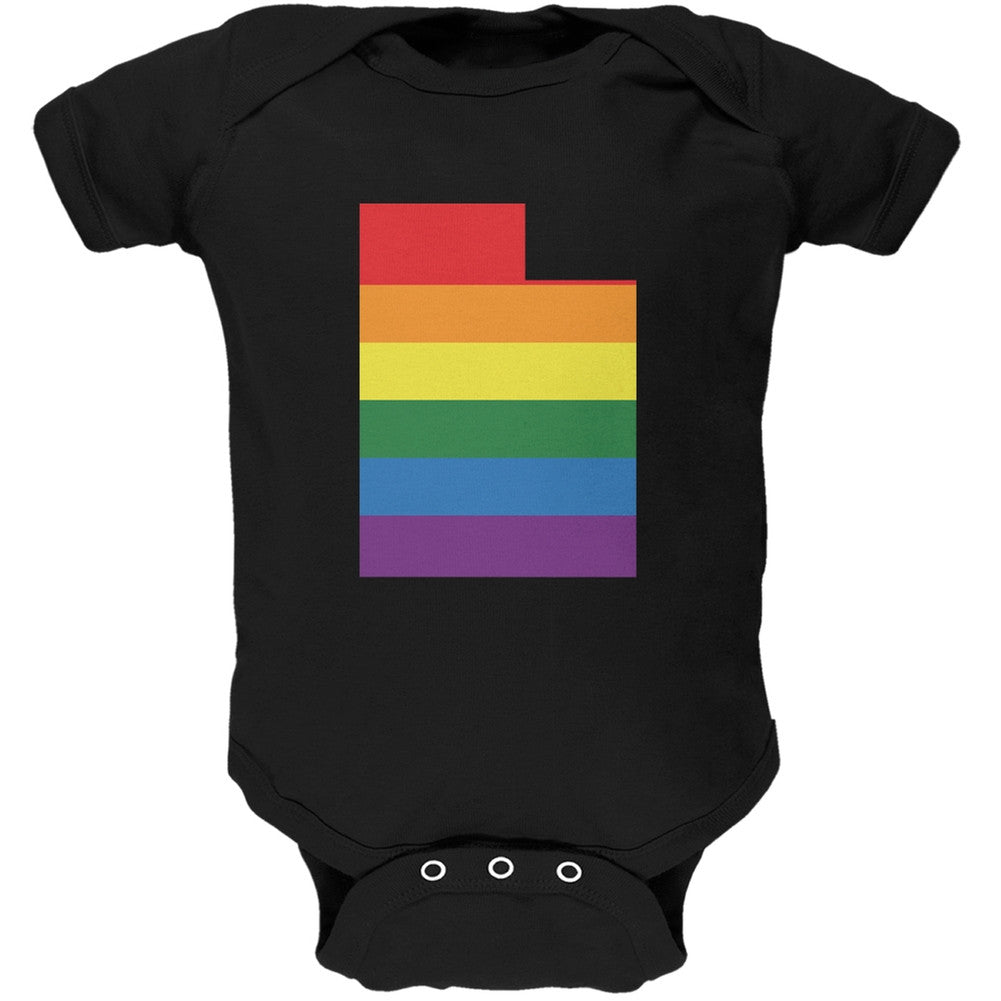 Utah LGBT Gay Pride Rainbow Black Soft Baby One Piece Baby One Piece Old Glory 0-3M Black 