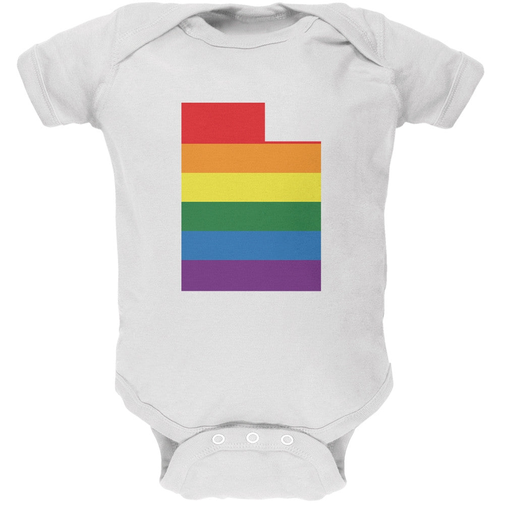 Utah LGBT Gay Pride Rainbow White Soft Baby One Piece Baby One Piece Old Glory 0-3M White 