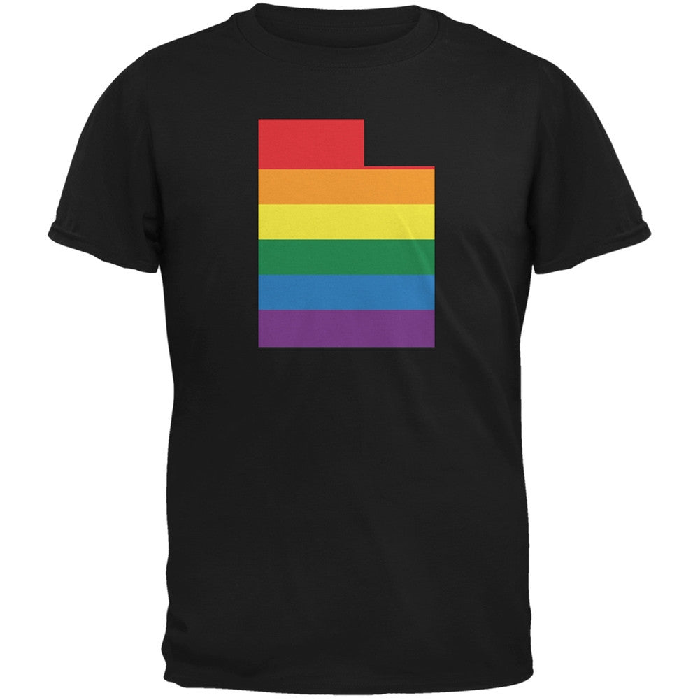 Utah LGBT Gay Pride Rainbow Black Adult T-Shirt Men's T-Shirts Old Glory 2XL Black 