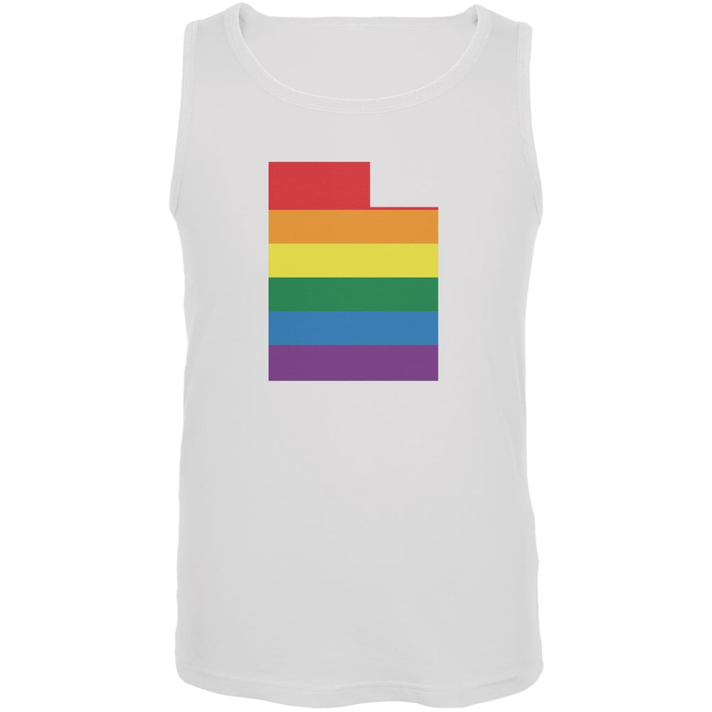 Utah LGBT Gay Pride Rainbow White Adult Tank Top Men's Tank Tops Old Glory 2XL White 