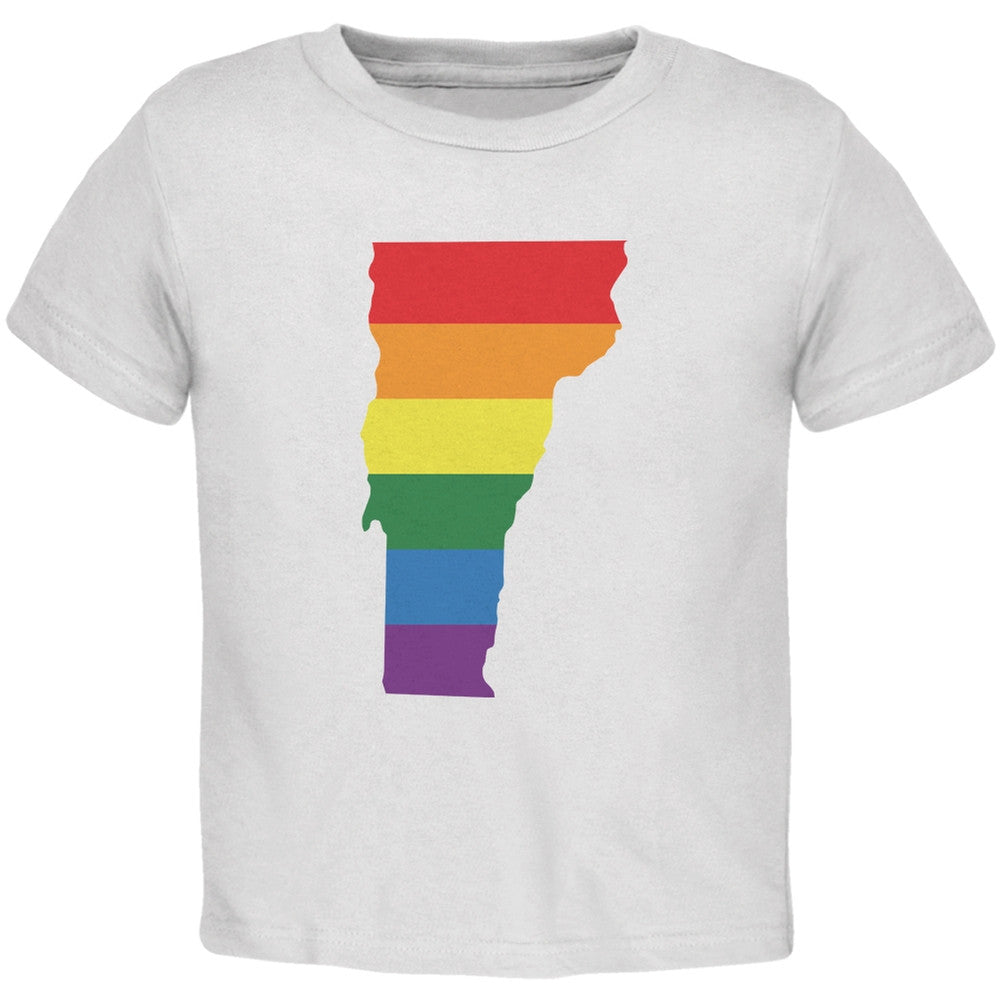 Vermont LGBT Gay Pride Rainbow White Toddler T-Shirt Toddler T-Shirts Old Glory 2T White 