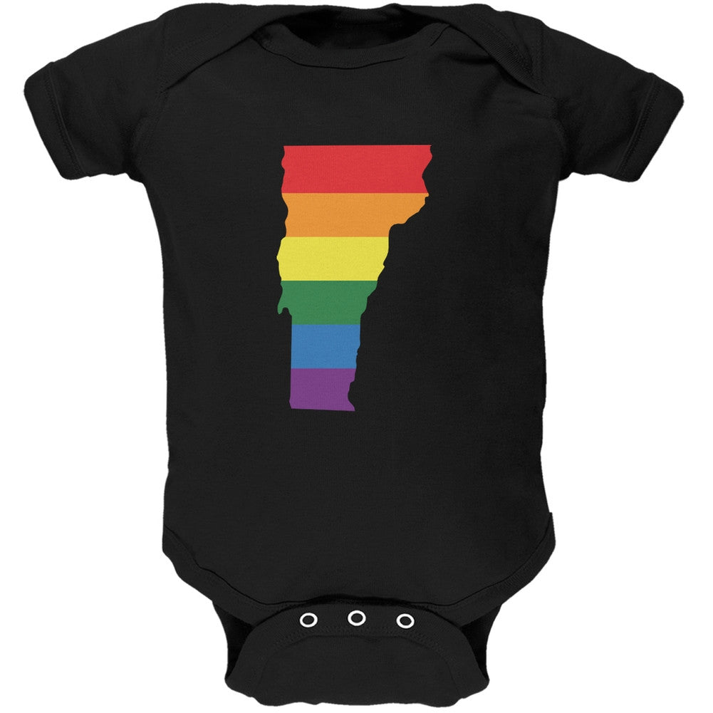 Vermont LGBT Gay Pride Rainbow Black Soft Baby One Piece Baby One Piece Old Glory 0-3M Black 