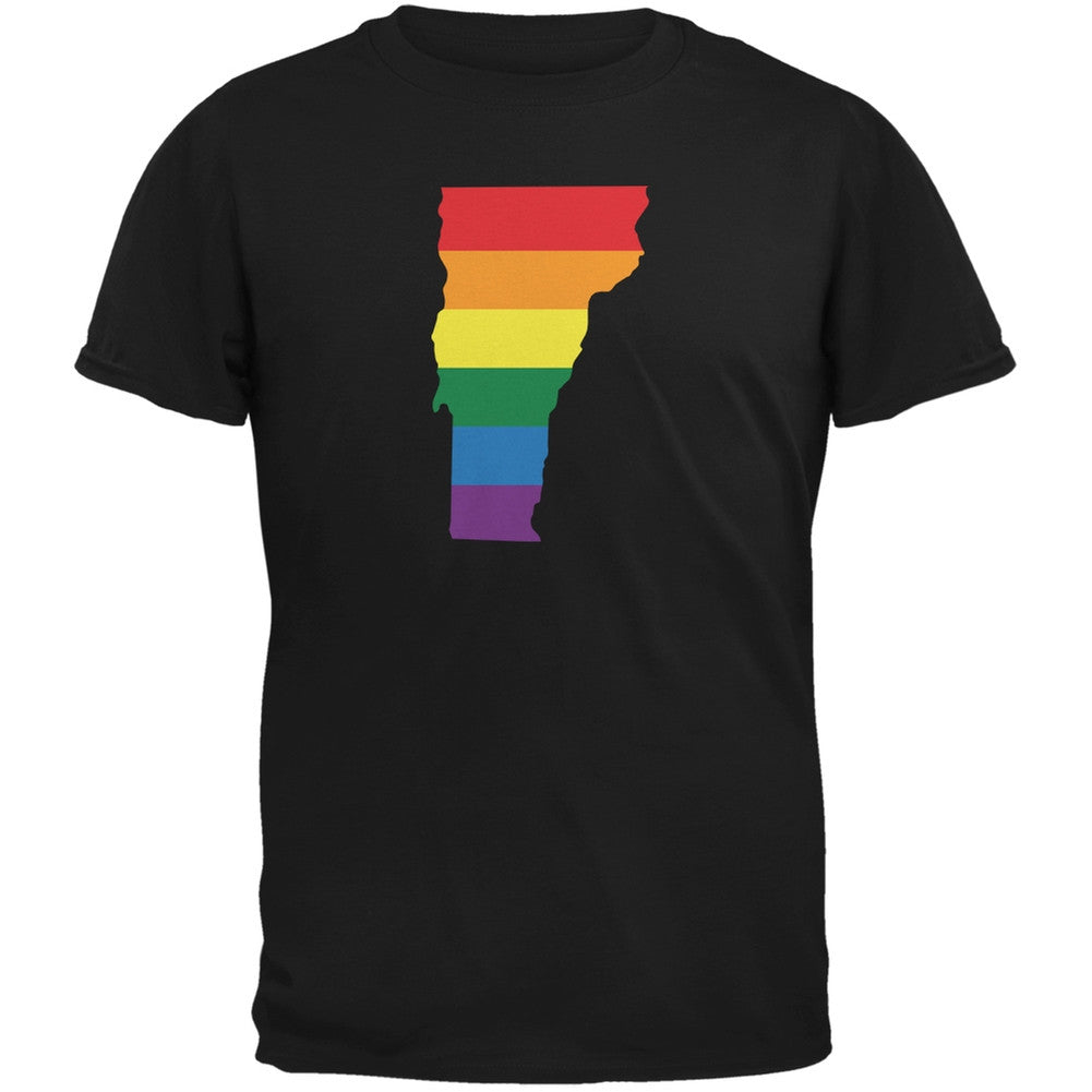 Vermont LGBT Gay Pride Rainbow Black Adult T-Shirt Men's T-Shirts Old Glory 2XL Black 