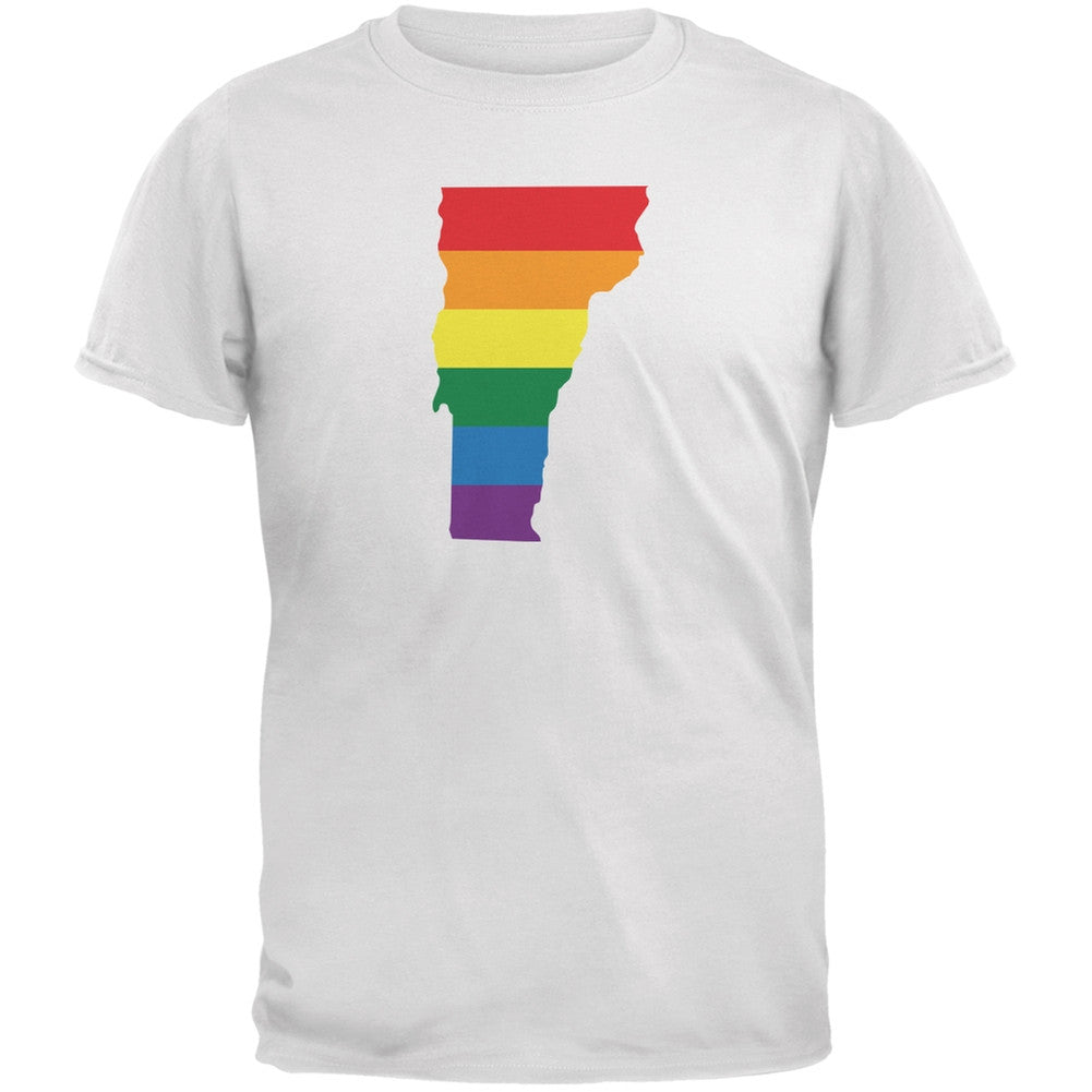 Vermont LGBT Gay Pride Rainbow White Adult T-Shirt Men's T-Shirts Old Glory 2XL White 